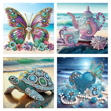 Load image into Gallery viewer, 4 Pcs Beach 30*30CM(Canvas) Partial Special Shaped Drill Diamond Painting
