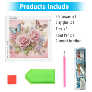 4 Pcs Flower Butterfly 30*30CM(Canvas) Partial Special Shaped Drill Diamond Painting