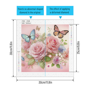4 Pcs Flower Butterfly 30*30CM(Canvas) Partial Special Shaped Drill Diamond Painting