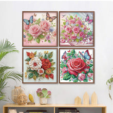 Load image into Gallery viewer, 4 Pcs Flower Butterfly 30*30CM(Canvas) Partial Special Shaped Drill Diamond Painting
