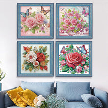 Load image into Gallery viewer, 4 Pcs Flower Butterfly 30*30CM(Canvas) Partial Special Shaped Drill Diamond Painting
