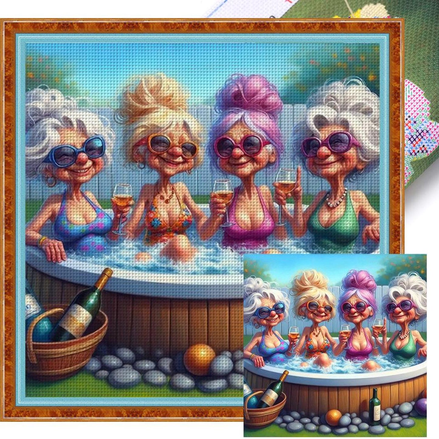 Afternoon Tea Party - Full 11CT Stamped Cross Stitch 45x45CM - Yishu