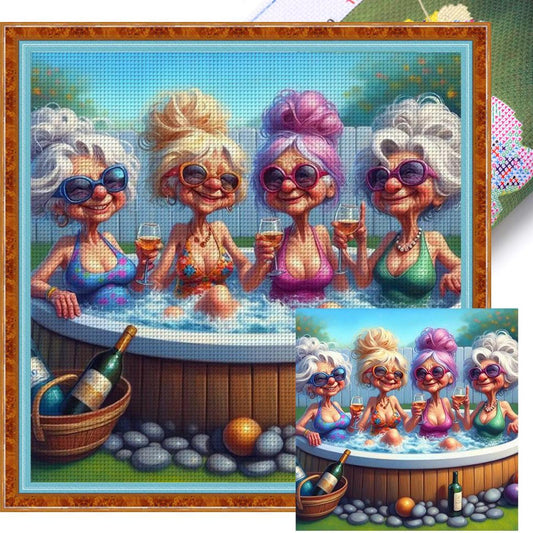 Afternoon Tea Party - Full 11CT Stamped Cross Stitch 45x45CM - Yishu