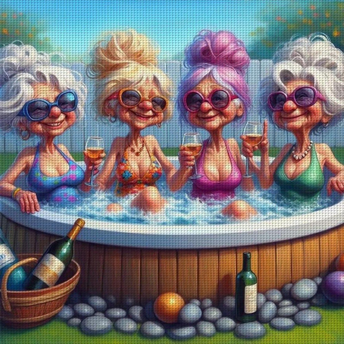 Afternoon Tea Party - Full 11CT Stamped Cross Stitch 45x45CM - Yishu