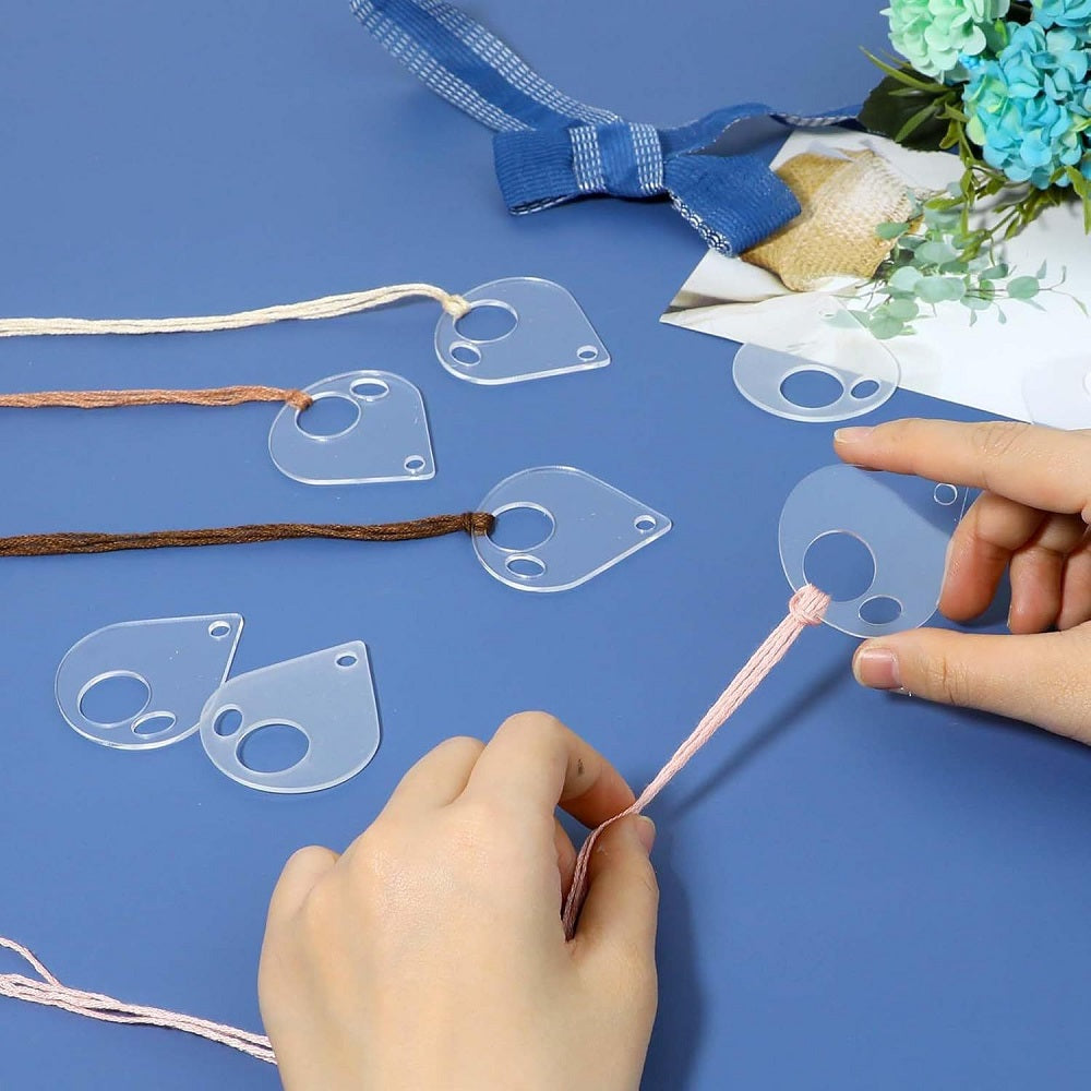 40PCS Acrylic Cross Stitch Threading Board Floss Bobbins for Cross Cotton