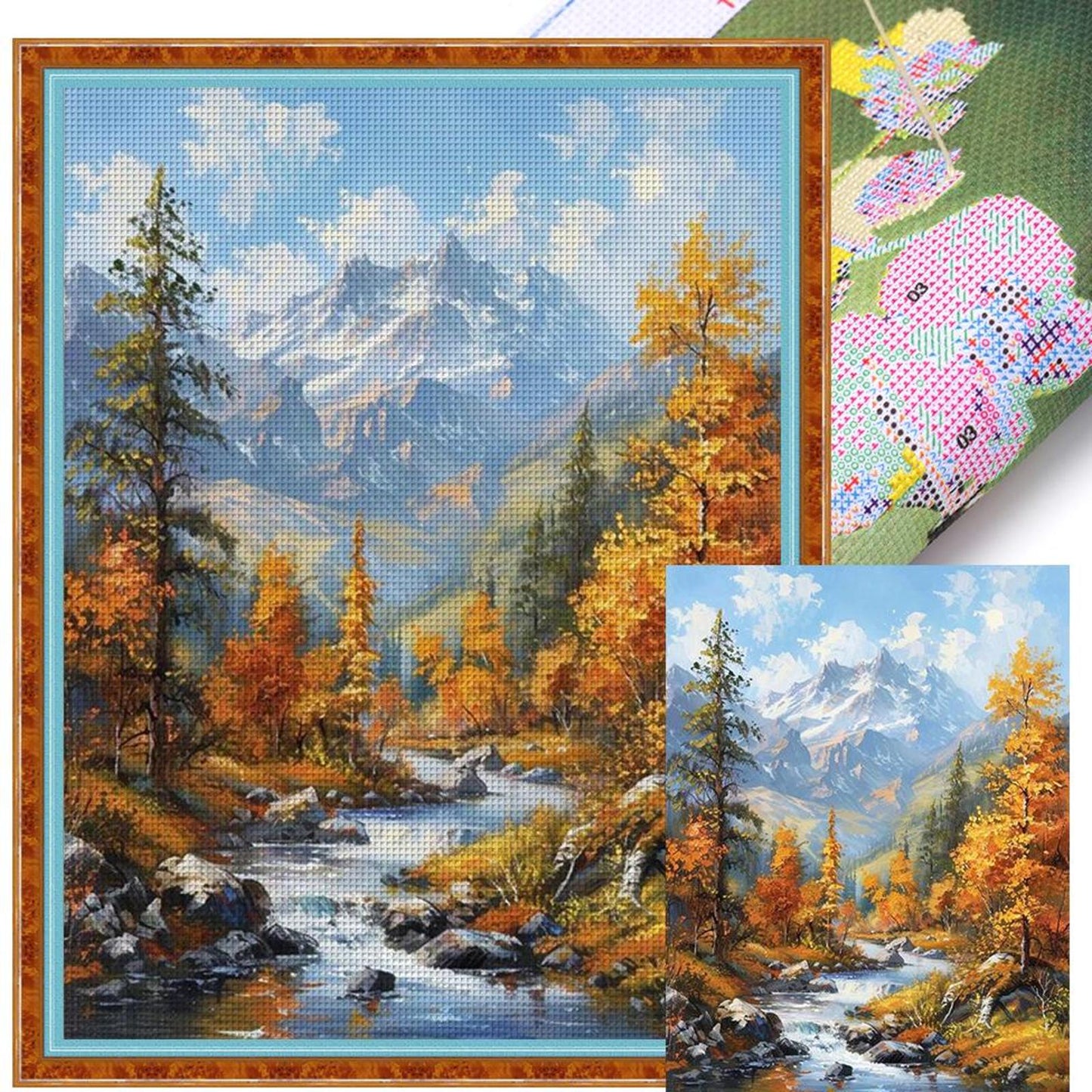 Forest Stream - Full 11CT Stamped Cross Stitch 45x60CM - Yishu