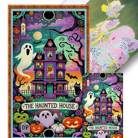 Ghost Cabin - Full 11CT Stamped Cross Stitch 40x70CM - Yishu