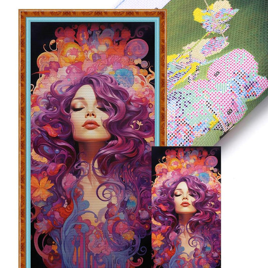 Dreamy Girl - Full 11CT Stamped Cross Stitch 40x80CM - Yishu