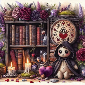 Flower Doll On Bookshelf 40*40CM(Canvas) Full Round Drill Diamond Painting