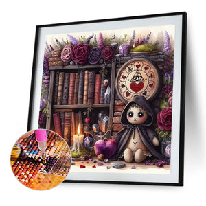 Flower Doll On Bookshelf 40*40CM(Canvas) Full Round Drill Diamond Painting
