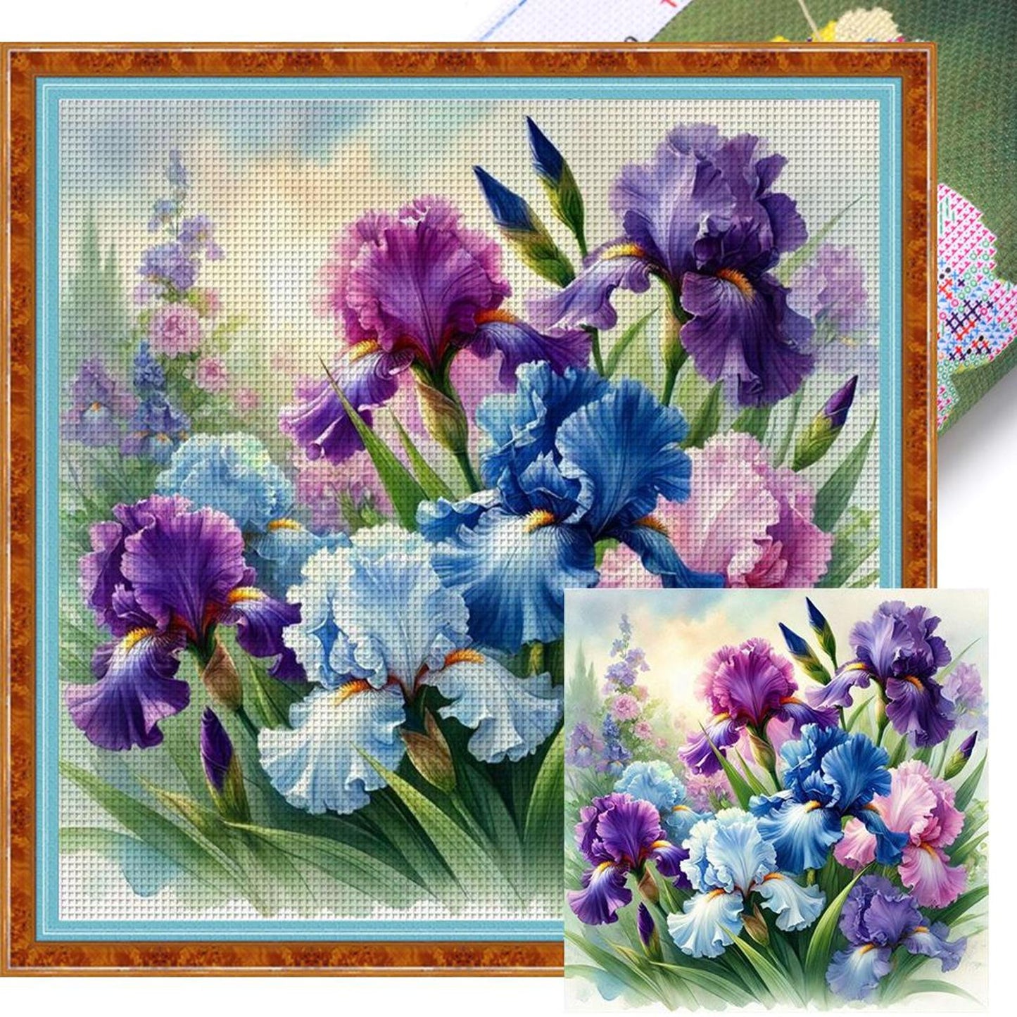 Flowers - Full 11CT Stamped Cross Stitch 40x40CM - Yishu