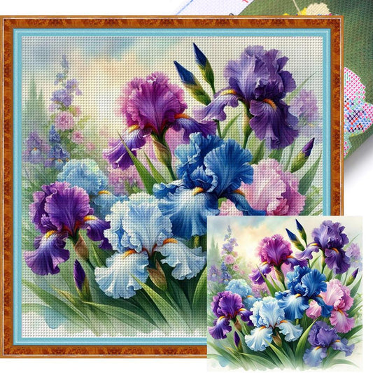 Flowers - Full 11CT Stamped Cross Stitch 40x40CM - Yishu