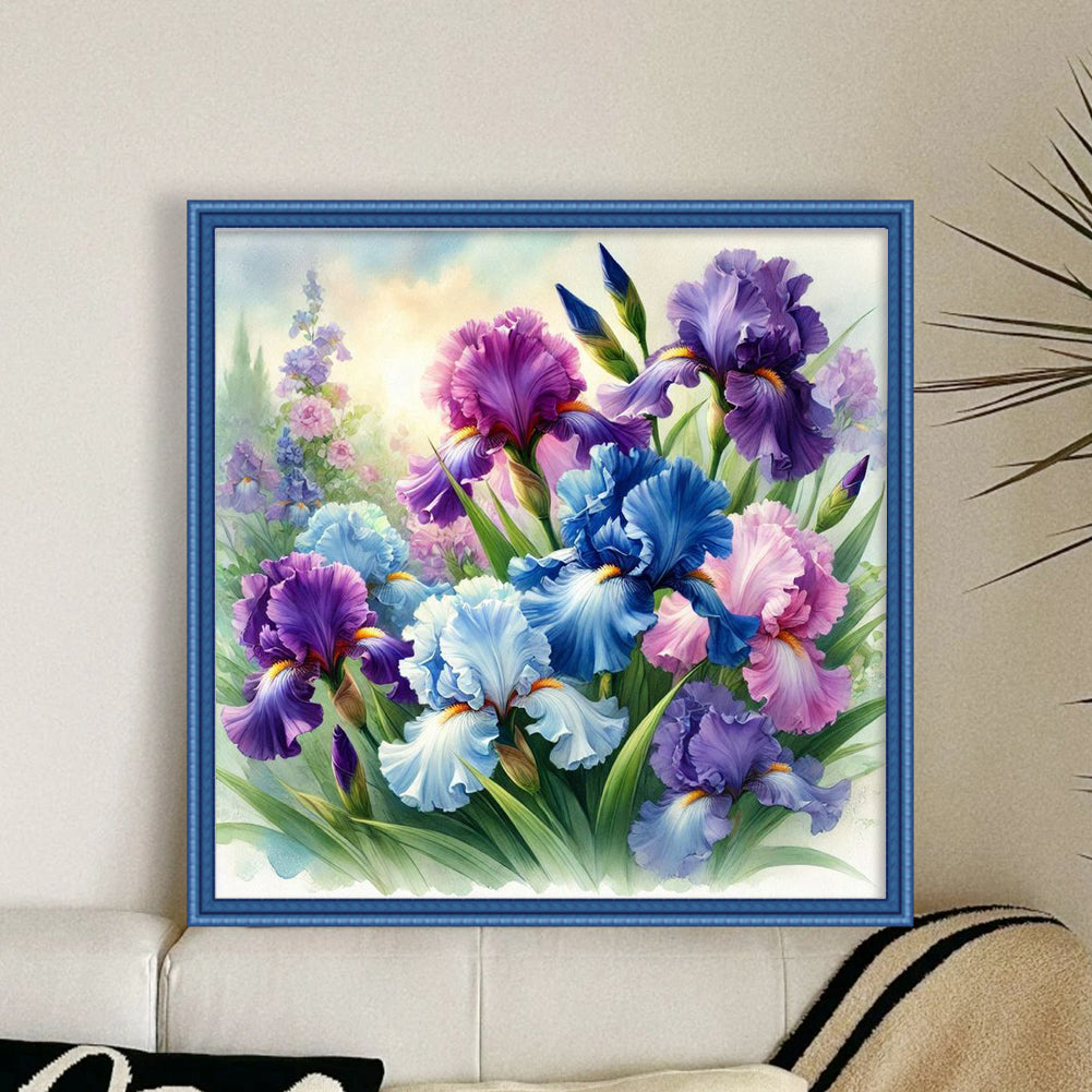 Flowers - Full 11CT Stamped Cross Stitch 40x40CM - Yishu