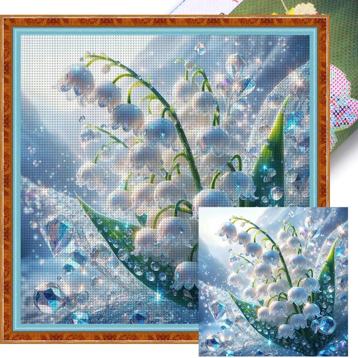 Lily Of The Valley - Full 11CT Stamped Cross Stitch 40x40CM - Yishu