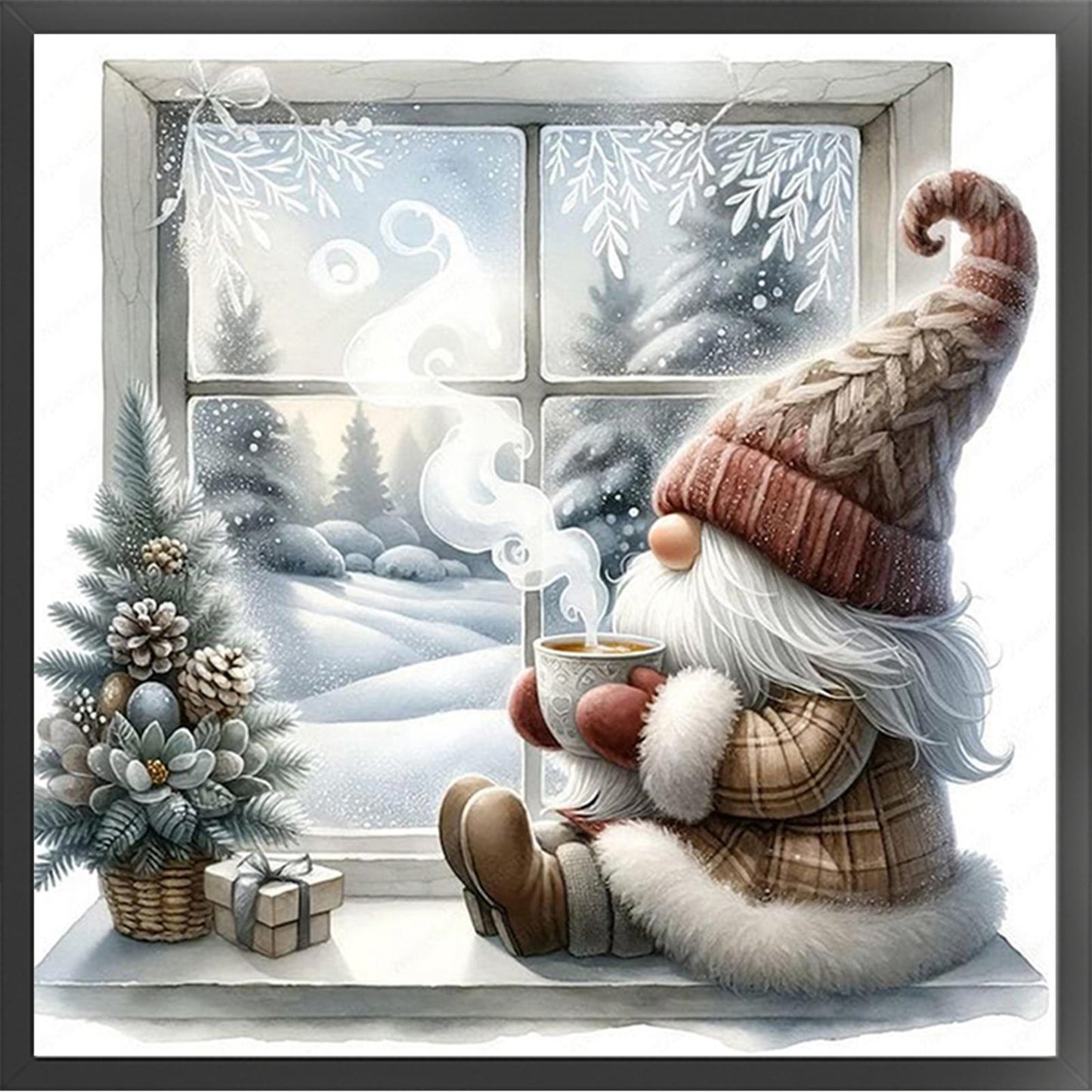 Gnome - Full 11CT Stamped Cross Stitch - Bead Embroidery 46x46CM/18.11x18.11in