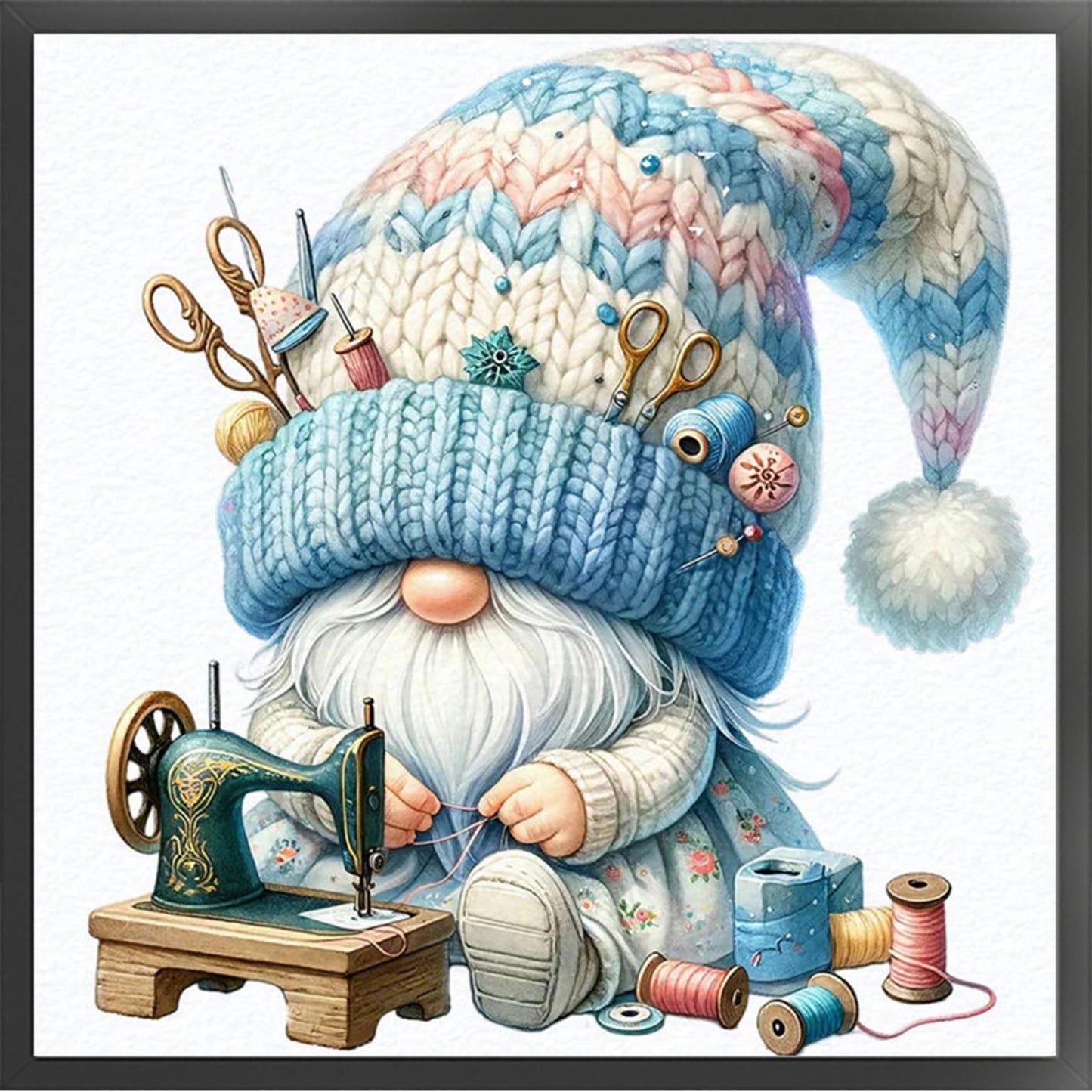 Gnome - Full 11CT Stamped Cross Stitch - Bead Embroidery 46x46CM/18.11x18.11in