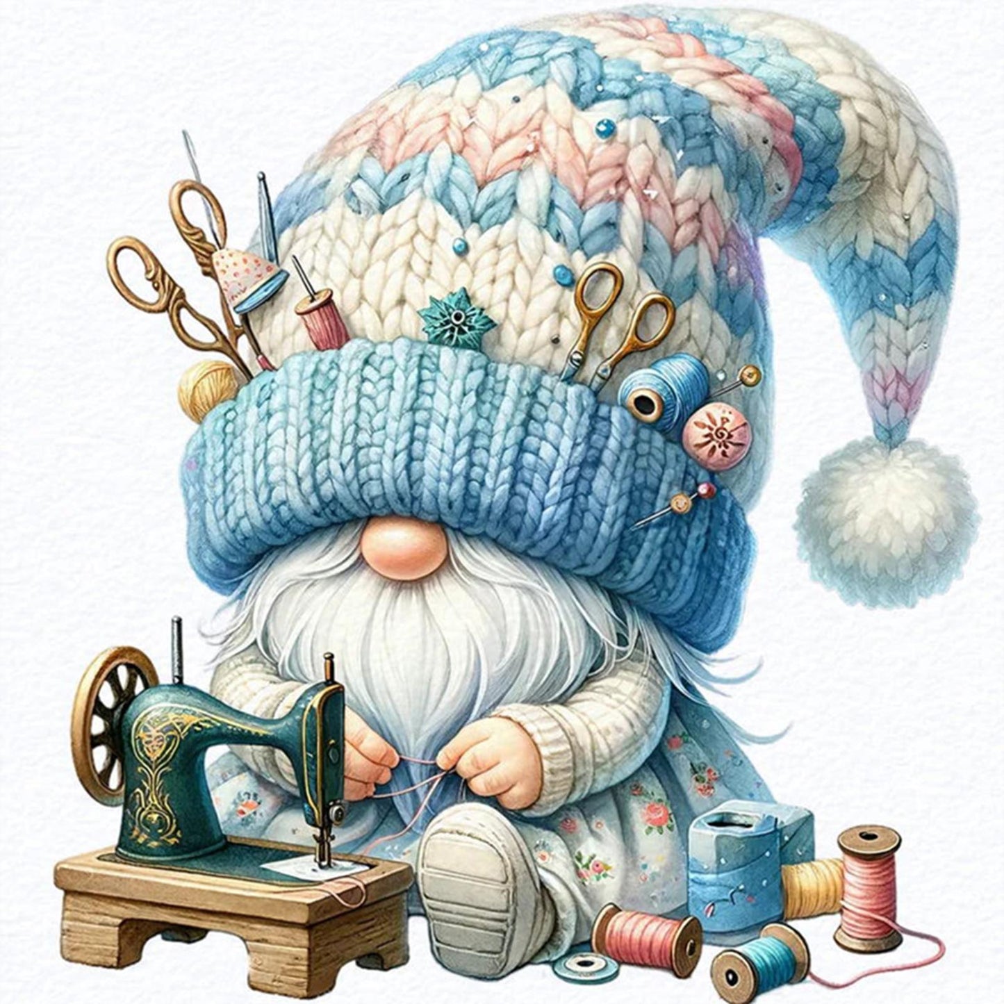 Gnome - Full 11CT Stamped Cross Stitch - Bead Embroidery 46x46CM/18.11x18.11in