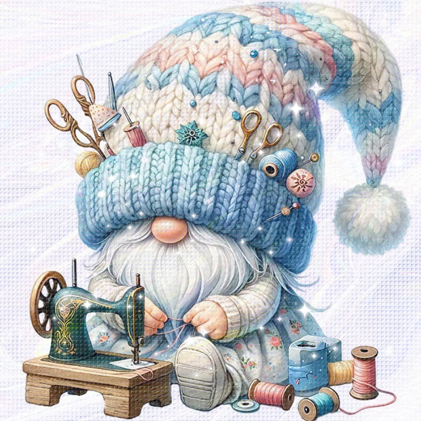 Gnome - Full 11CT Stamped Cross Stitch - Bead Embroidery 46x46CM/18.11x18.11in