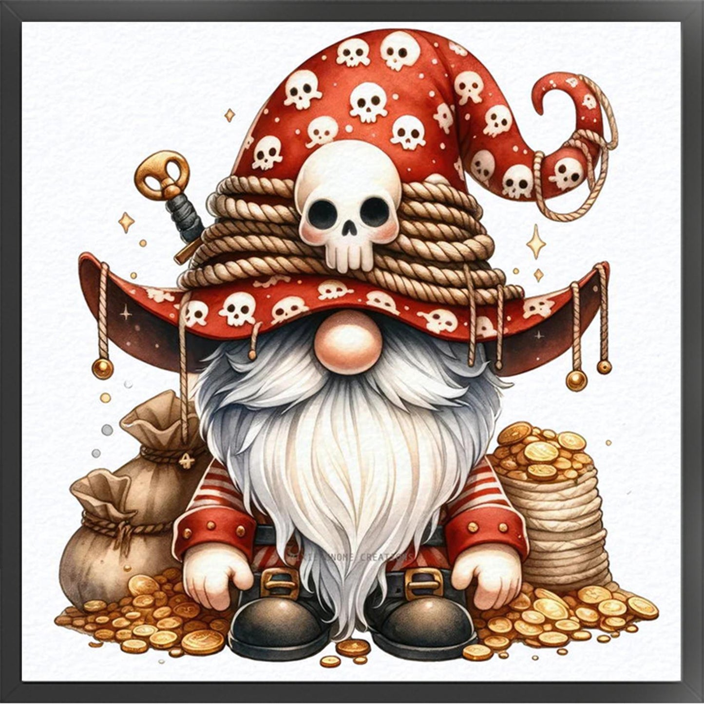 Gnome - Full 11CT Stamped Cross Stitch - Bead Embroidery 46x46CM/18.11x18.11in