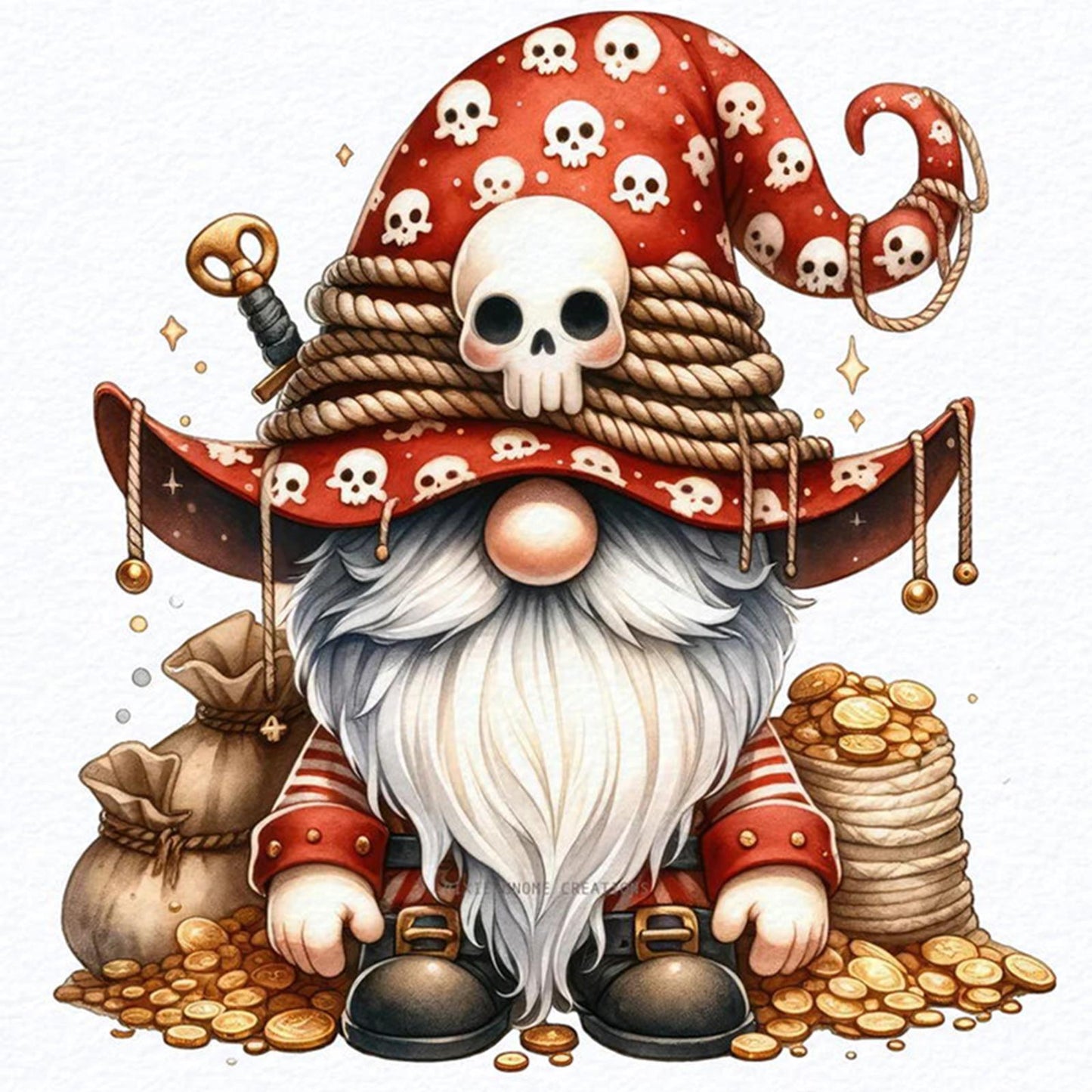 Gnome - Full 11CT Stamped Cross Stitch - Bead Embroidery 46x46CM/18.11x18.11in