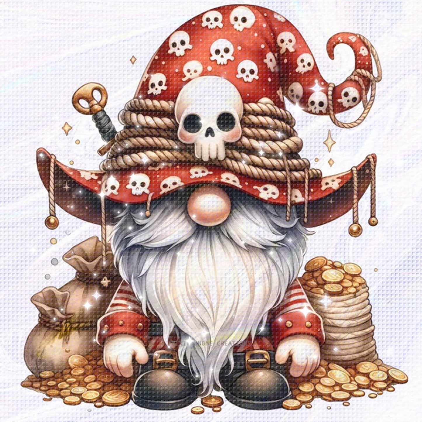 Gnome - Full 11CT Stamped Cross Stitch - Bead Embroidery 46x46CM/18.11x18.11in