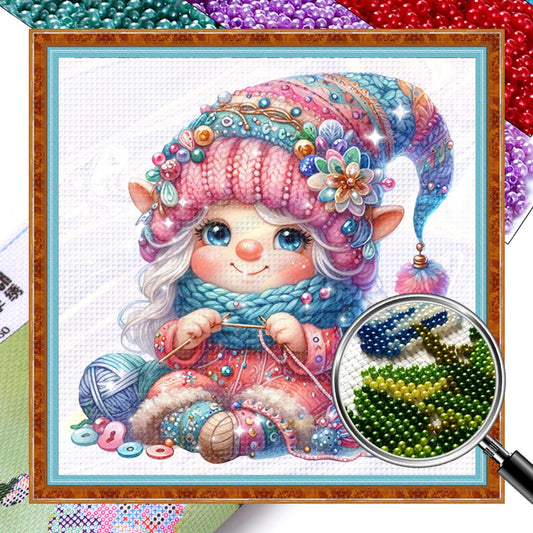 Gnome - Full 11CT Stamped Cross Stitch - Bead Embroidery 46x46CM/18.11x18.11in