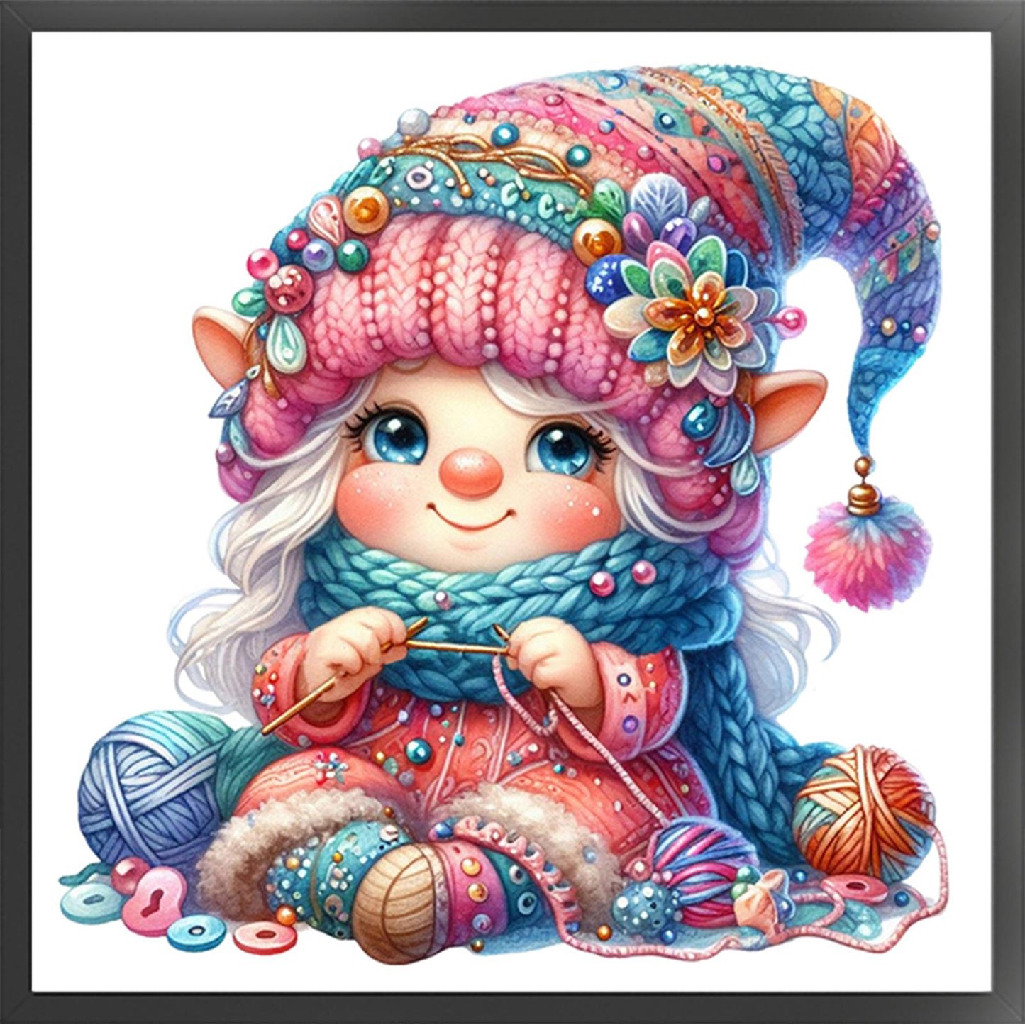 Gnome - Full 11CT Stamped Cross Stitch - Bead Embroidery 46x46CM/18.11x18.11in