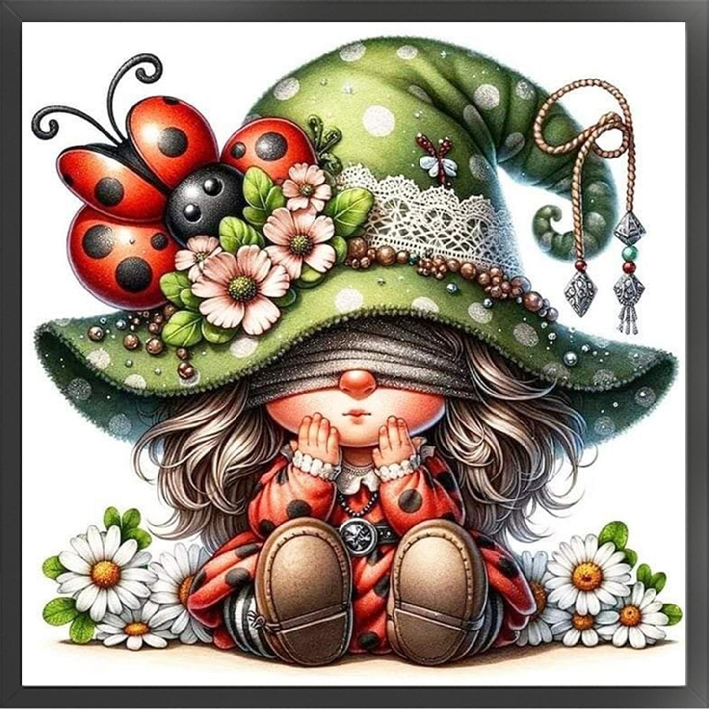 Gnome - Full 11CT Stamped Cross Stitch - Bead Embroidery 46x46CM/18.11x18.11in