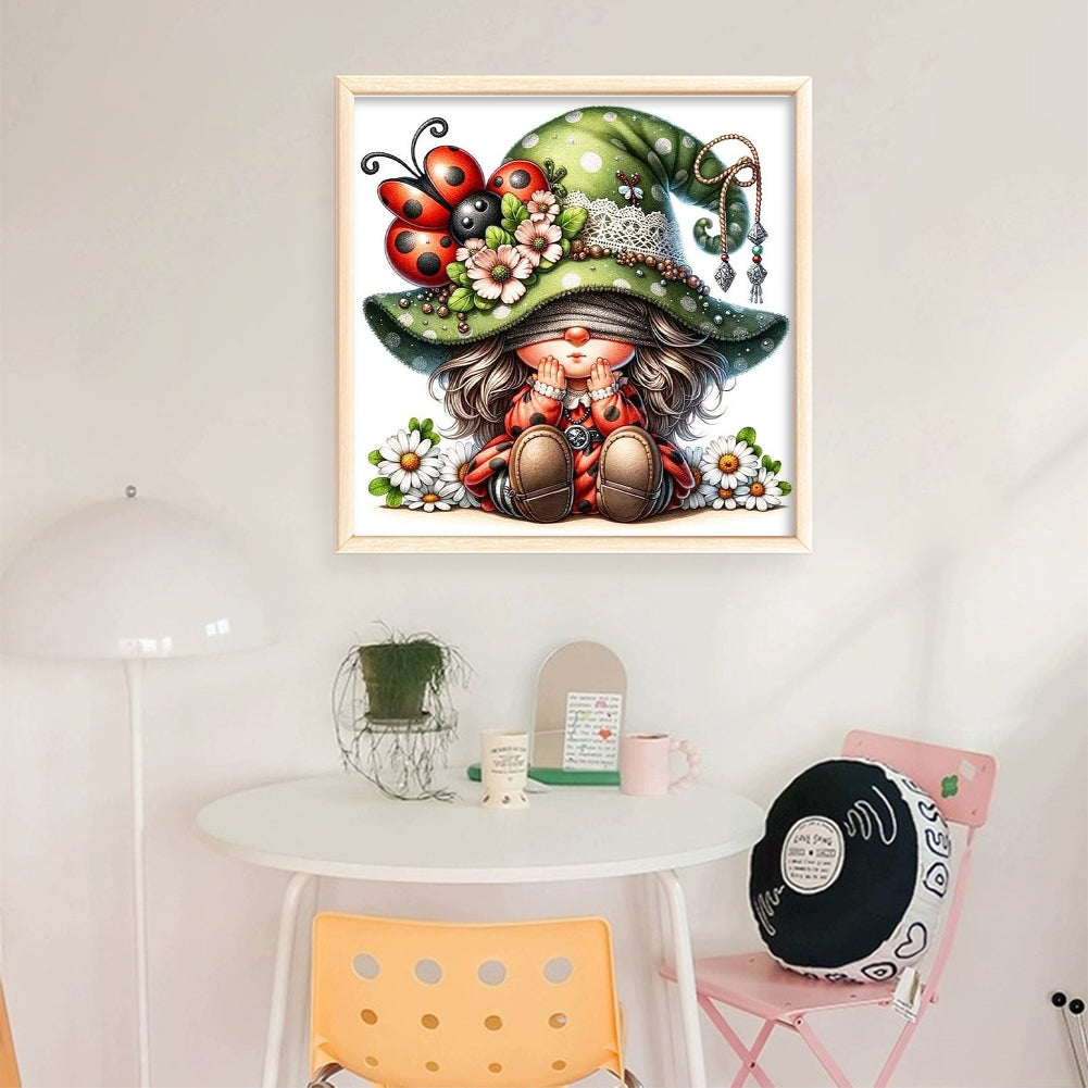 Gnome - Full 11CT Stamped Cross Stitch - Bead Embroidery 46x46CM/18.11x18.11in