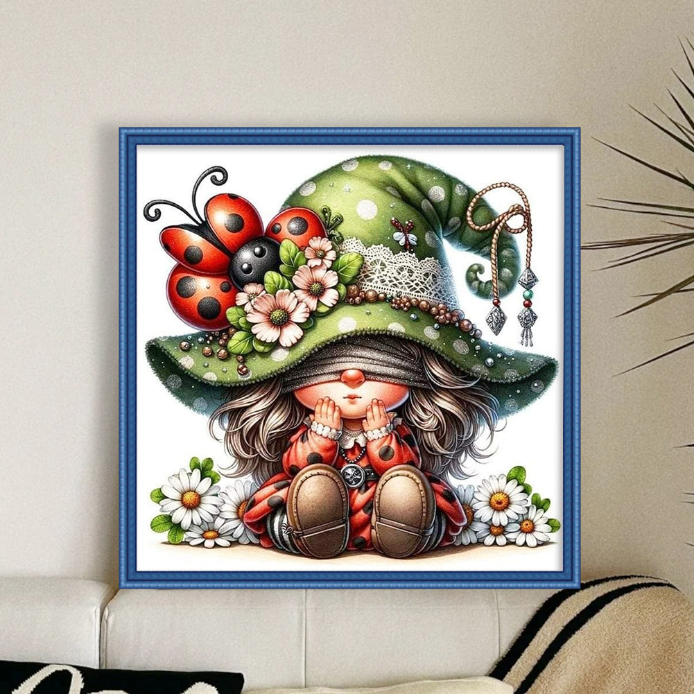 Gnome - Full 11CT Stamped Cross Stitch - Bead Embroidery 46x46CM/18.11x18.11in