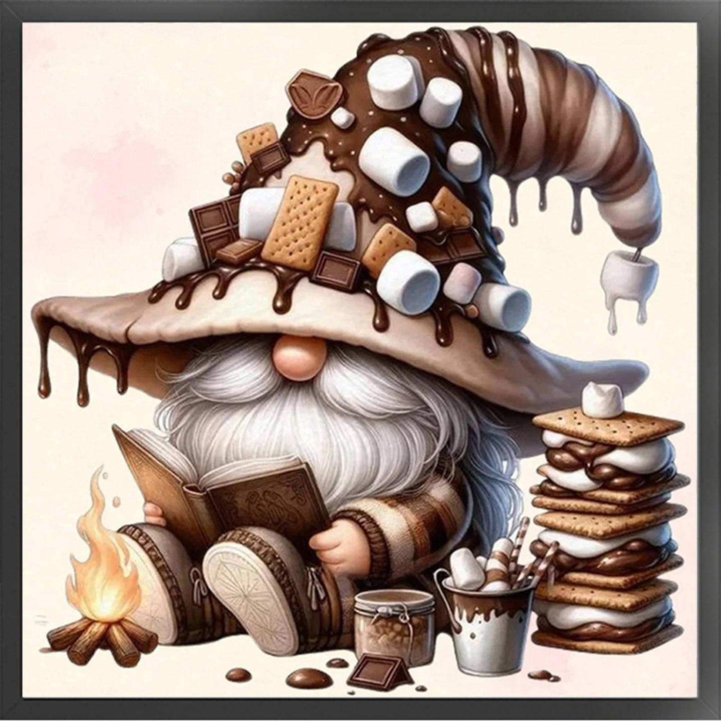 Gnome - Full 11CT Stamped Cross Stitch - Bead Embroidery 46x46CM/18.11x18.11in