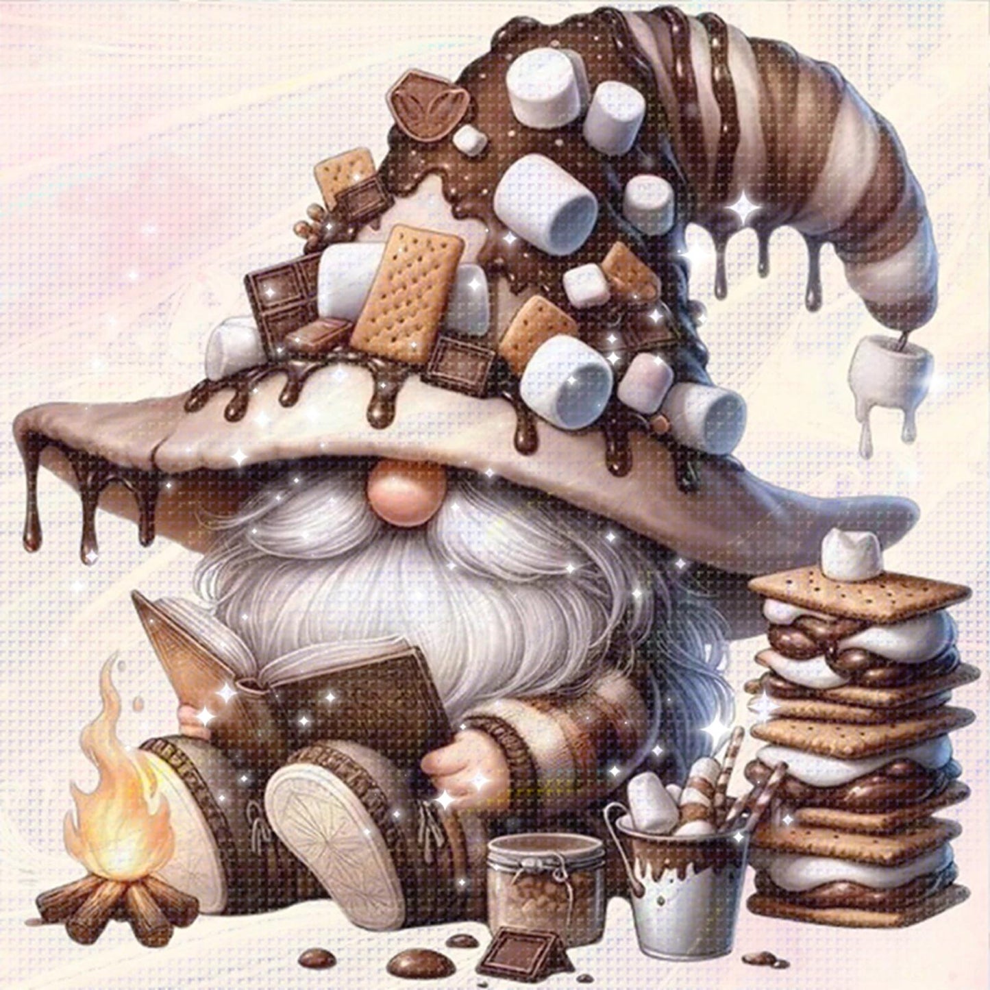 Gnome - Full 11CT Stamped Cross Stitch - Bead Embroidery 46x46CM/18.11x18.11in