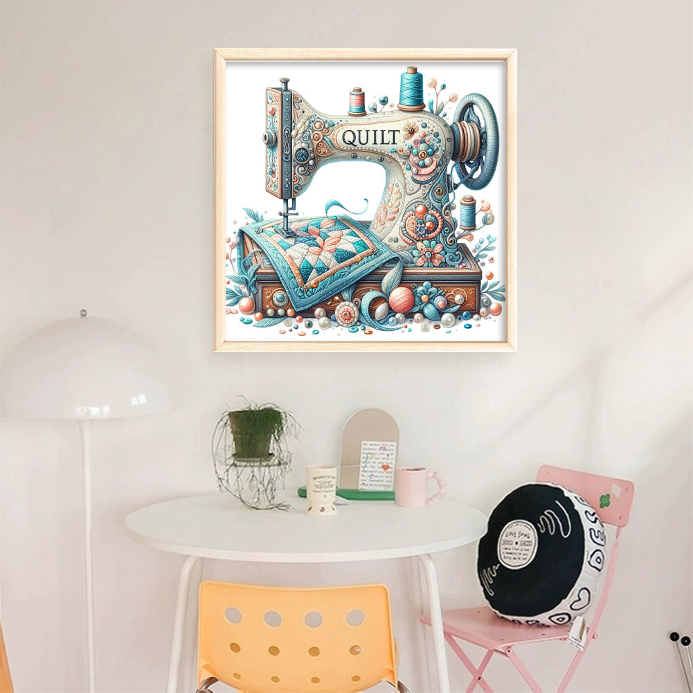 Sewing Machine - Full 11CT Stamped Cross Stitch - Bead Embroidery 46x46CM/18.11x18.11in