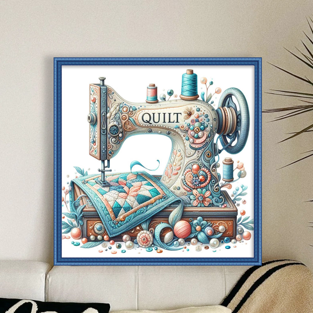 Sewing Machine - Full 11CT Stamped Cross Stitch - Bead Embroidery 46x46CM/18.11x18.11in