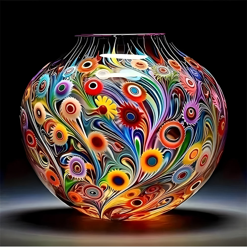 Colored Glass Vase - Full 11CT Counted Cross Stitch 50x50CM - Huacan