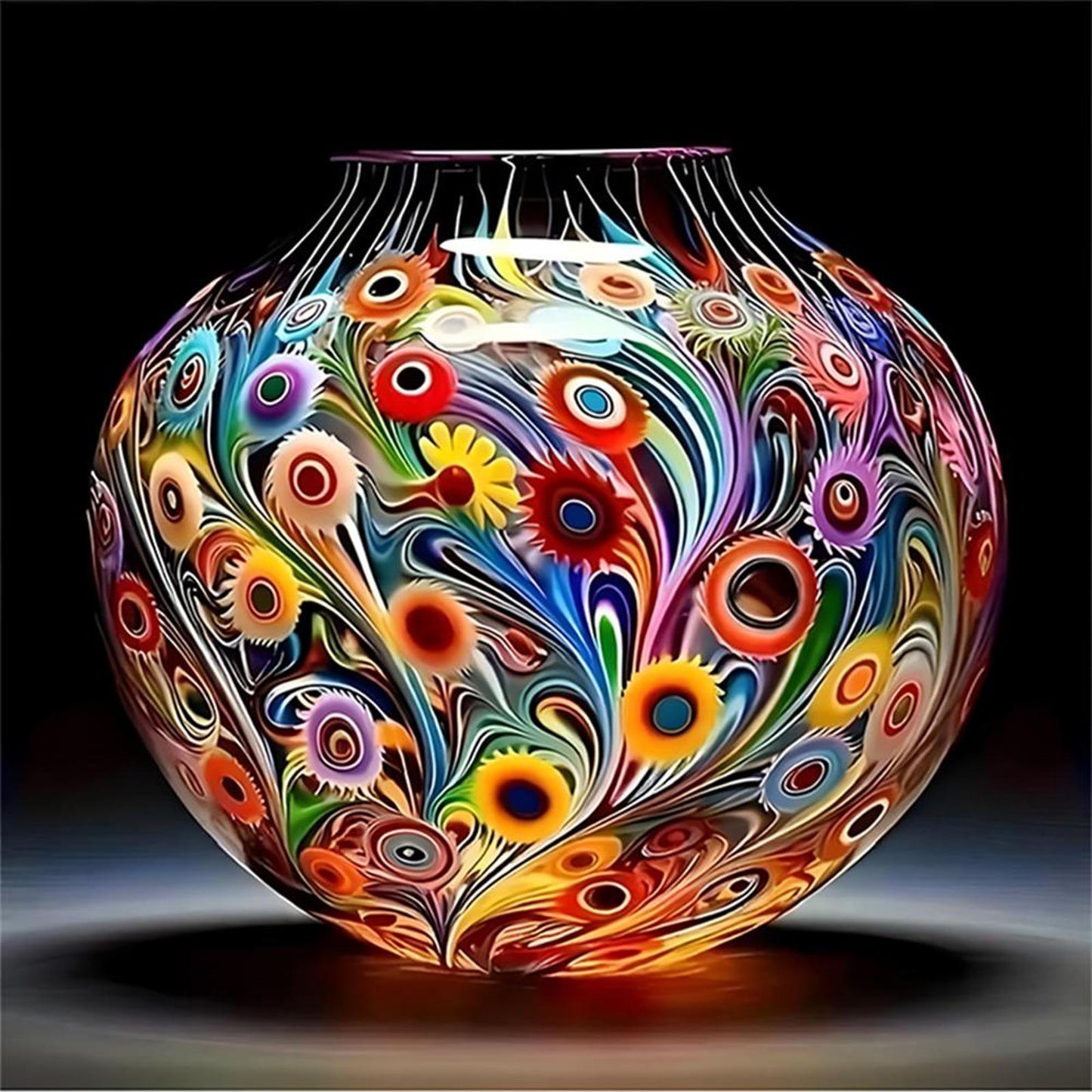 Colored Glass Vase - Full 11CT Counted Cross Stitch 50x50CM - Huacan