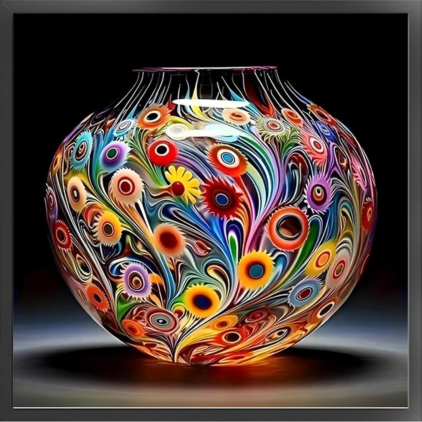 Colored Glass Vase - Full 11CT Counted Cross Stitch 50x50CM - Huacan