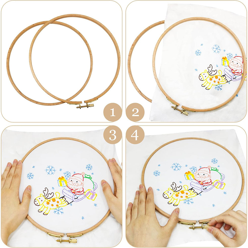 2PCS Round Embroidery Hoops DIY Sewing Tool for DIY Sewing Craft (20CM)