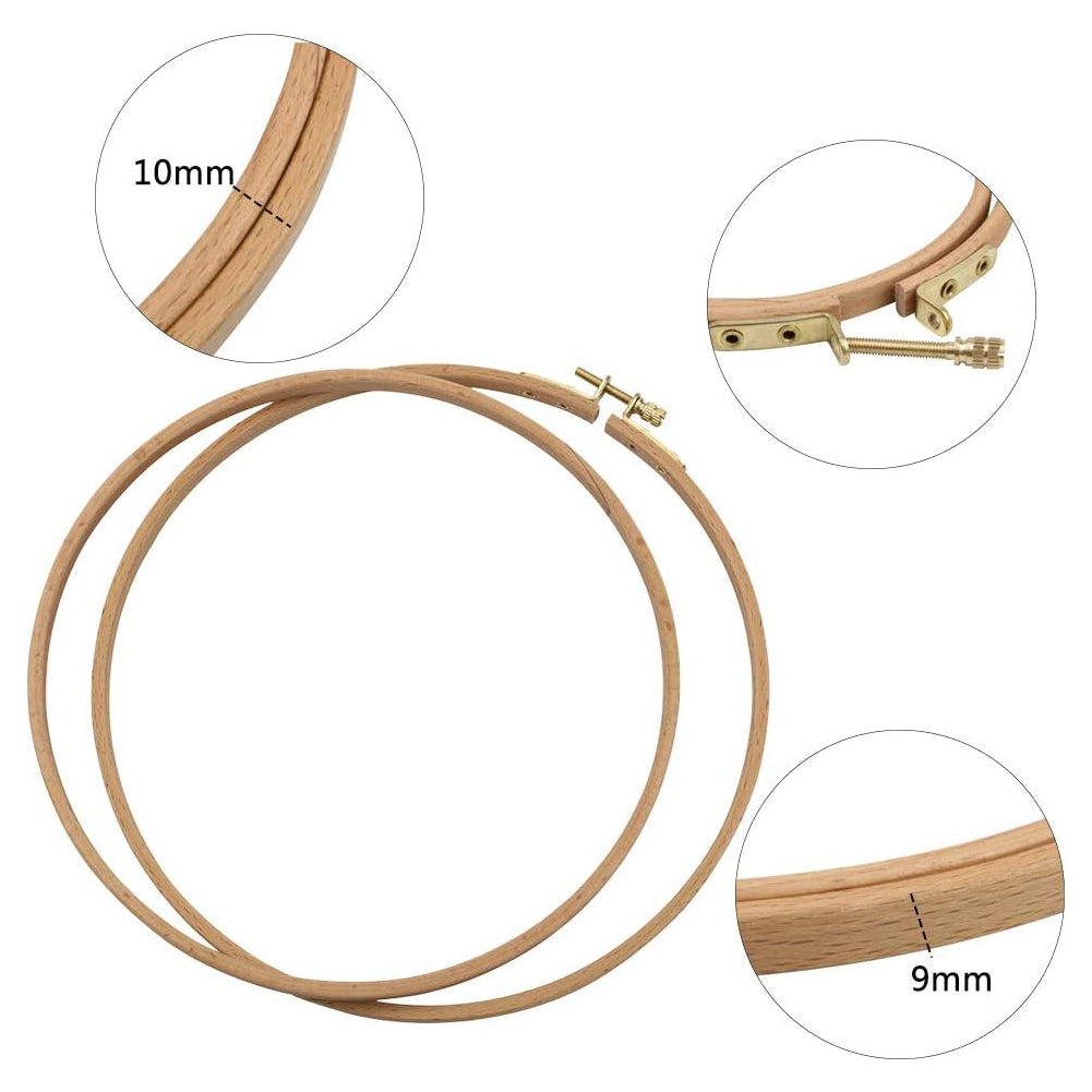 2PCS Round Embroidery Hoops DIY Sewing Tool for DIY Sewing Craft (20CM)