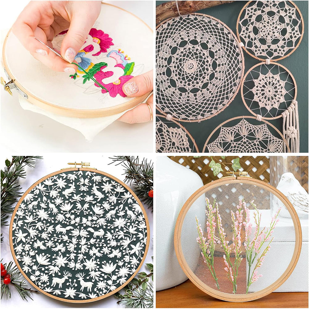 2PCS Round Embroidery Hoops DIY Sewing Tool for DIY Sewing Craft (20CM)