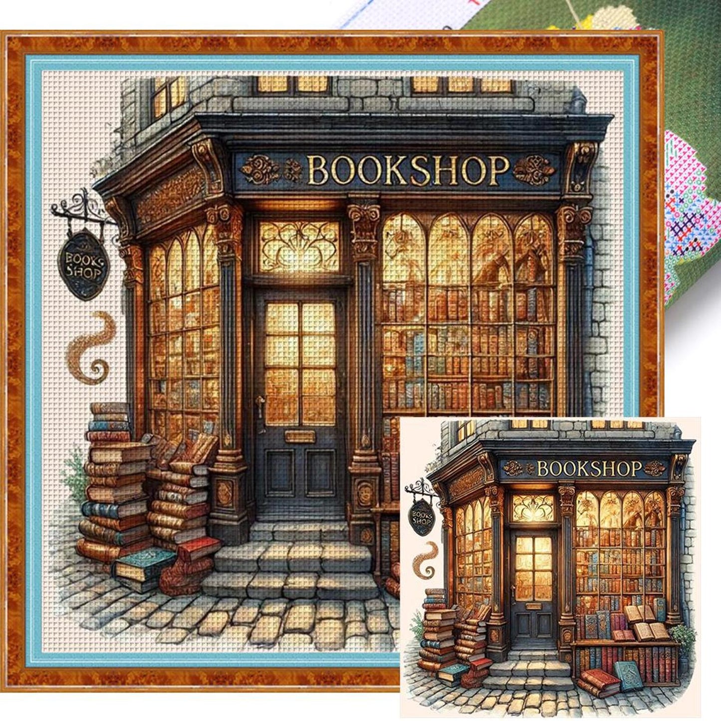 Bookstore - Full 11CT Stamped Cross Stitch 50x50CM - Huacan