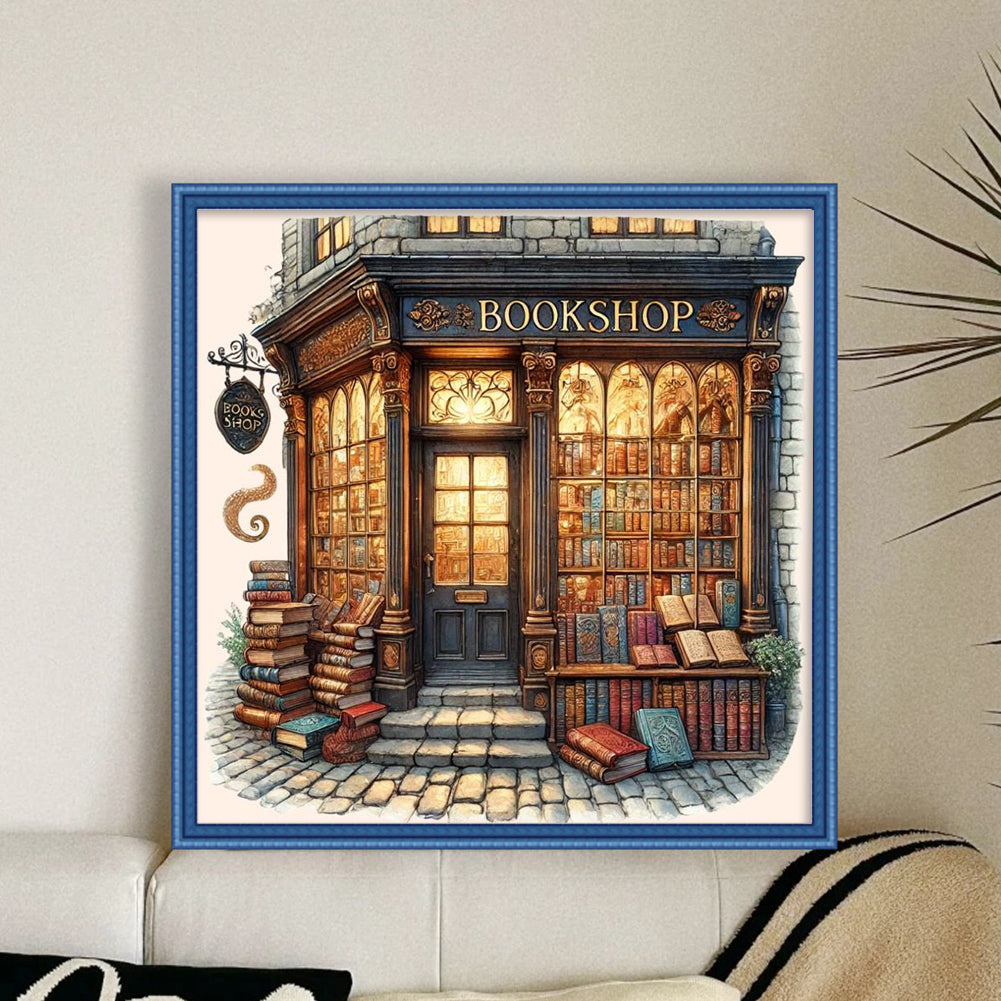 Bookstore - Full 11CT Stamped Cross Stitch 50x50CM - Huacan
