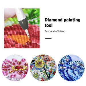 18Pcs/Set 5D DIY Diamond Drill Pen Set with Light for DIY Arts Crafts (White)