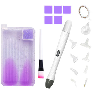 18Pcs/Set 5D DIY Diamond Drill Pen Set with Light for DIY Arts Crafts (White)
