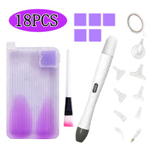 Load image into Gallery viewer, 18Pcs/Set 5D DIY Diamond Drill Pen Set with Light for DIY Arts Crafts (White)
