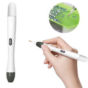 18Pcs/Set 5D DIY Diamond Drill Pen Set with Light for DIY Arts Crafts (White)
