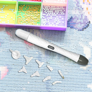 18Pcs/Set 5D DIY Diamond Drill Pen Set with Light for DIY Arts Crafts (White)