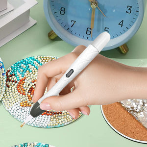 18Pcs/Set 5D DIY Diamond Drill Pen Set with Light for DIY Arts Crafts (White)
