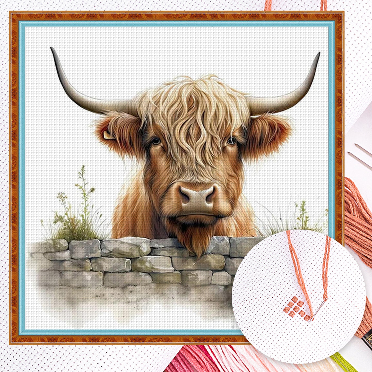 Highland Yak - Full 11CT Counted Cross Stitch 40x40CM - Huacan
