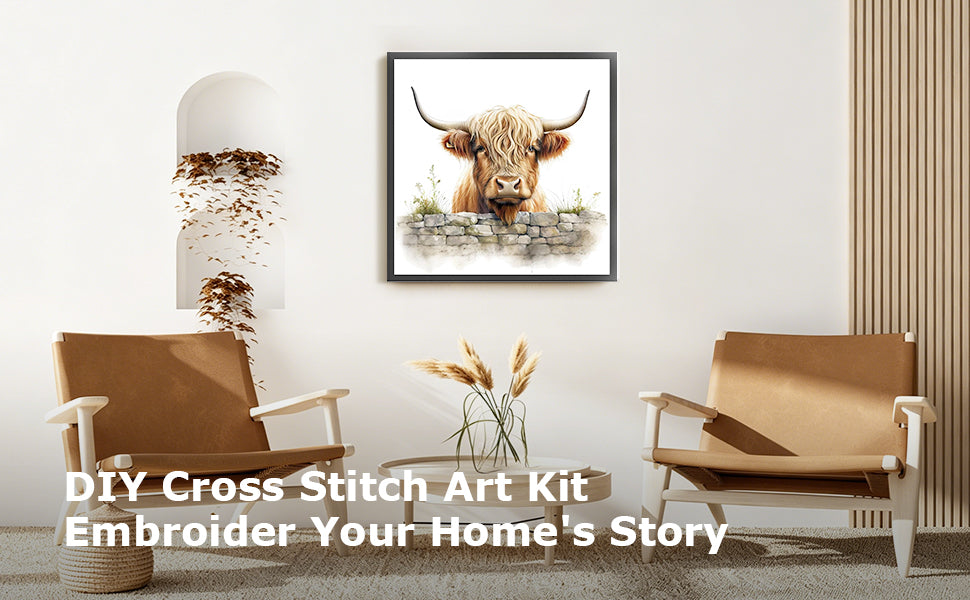 Highland Yak - Full 11CT Counted Cross Stitch 40x40CM - Huacan